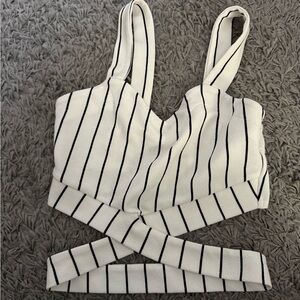 Striped White and Black Crop Top